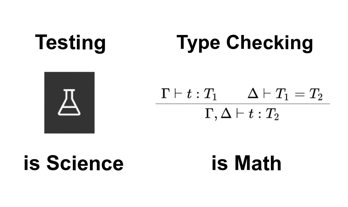 testing is science, and type checking is math